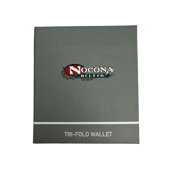 Nocona Men’s Western Trifold Wallet Leather Embroidered Stitch Brown New - Picture 4 of 12
